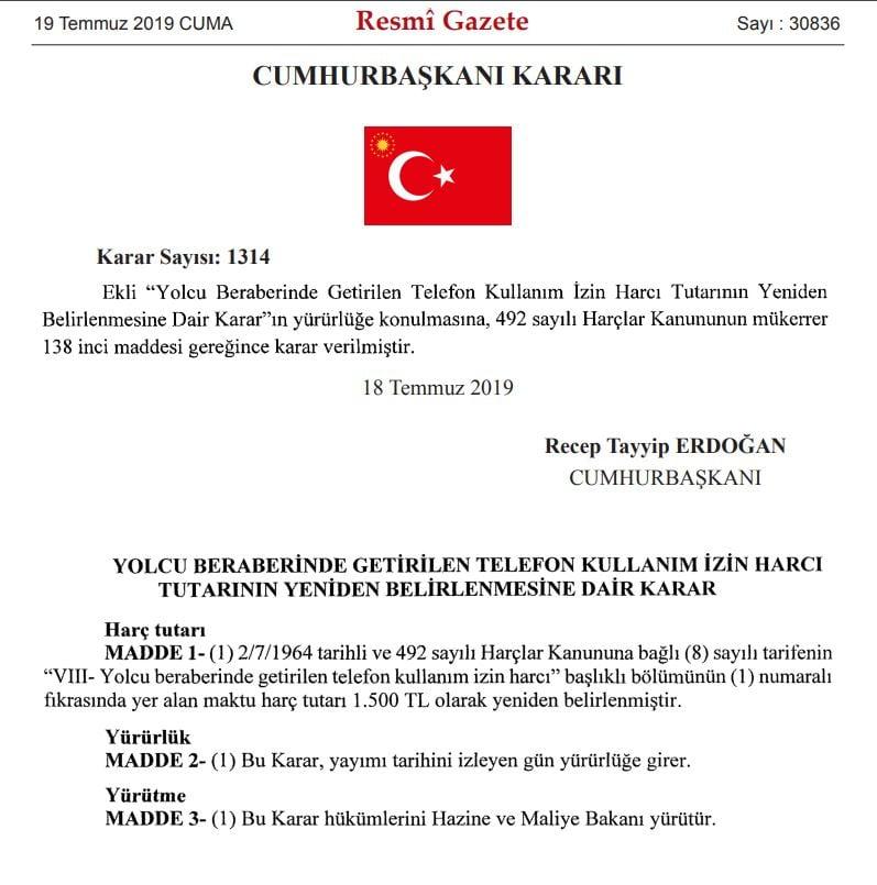 Akıllı telefon kayıt harçlarına zam