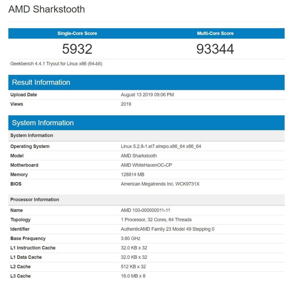 ryzen 3000 threadripper 3. jenerasyon threadripper geekbench