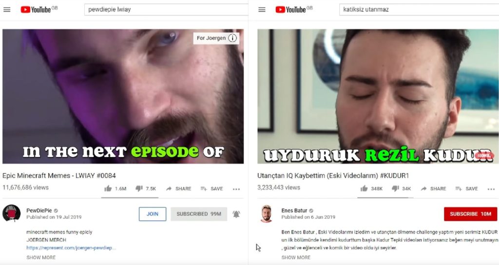 Enes Batur JT Pewdiepie Kopya İçerik kavgası youtube kanalı kapanabilir